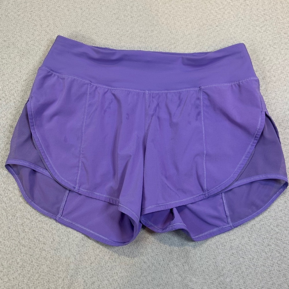 Lululemon Speed Up Shorts Womens 4 Purple Nylon Low Rise Running Athletic Mesh